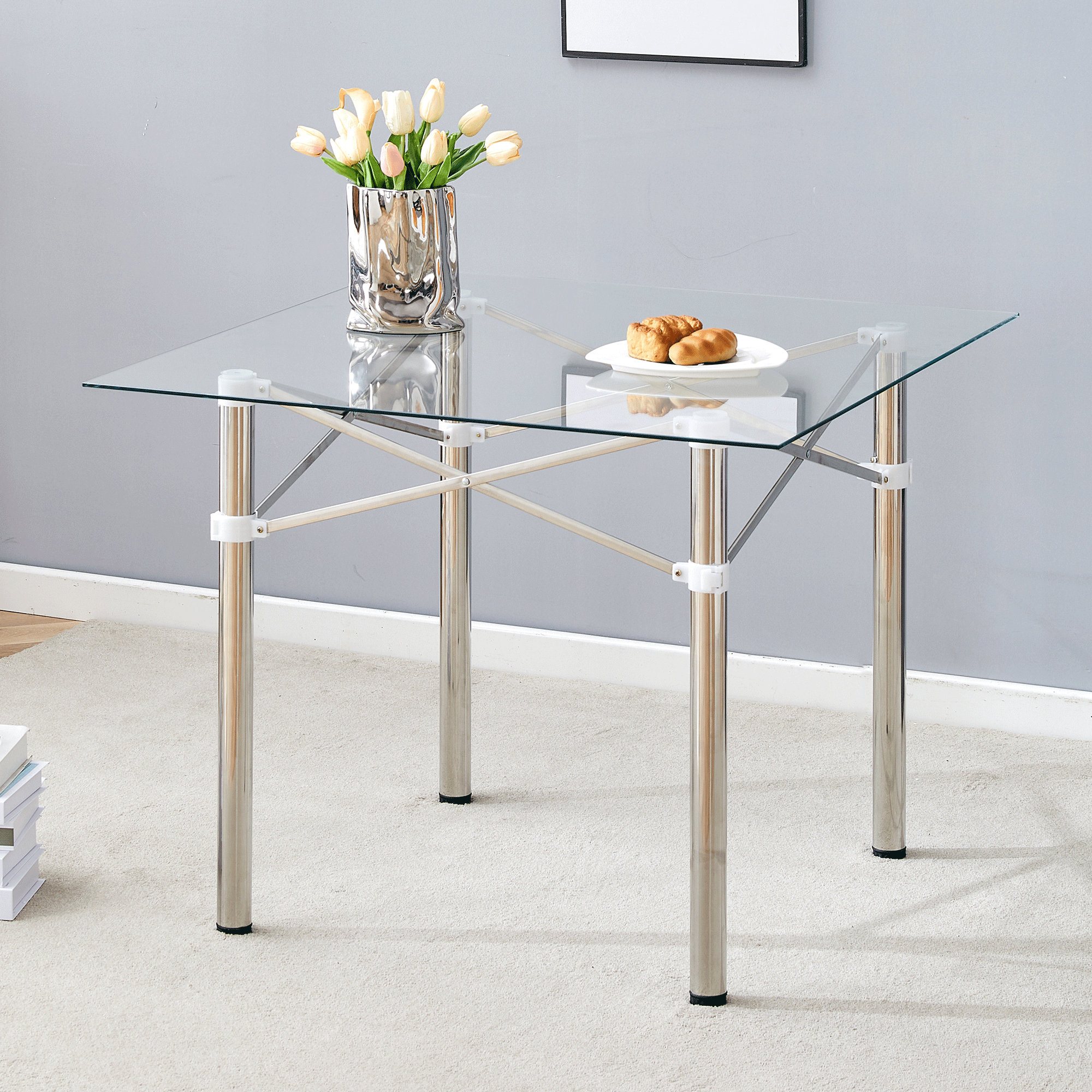 Wrought Studio 36" Clear Tempered Glass Dining Table - Wayfair Canada